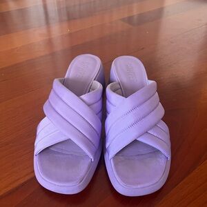 Purple heeled sandals